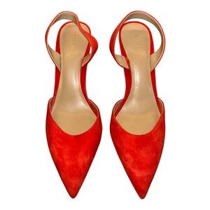Ann Taylor Kerry Suede Slingback Pumps in Bright Cherry Size 7